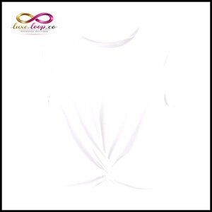 Soft Stretchy Crop Top Twist Front Tee Short Sleeve Summer Casual